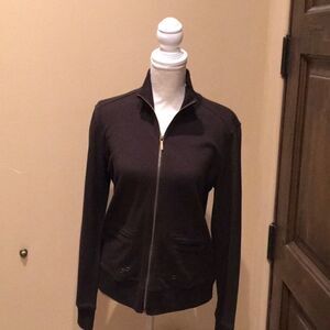 Brown CHAPS Zip Cardigan Sweater L